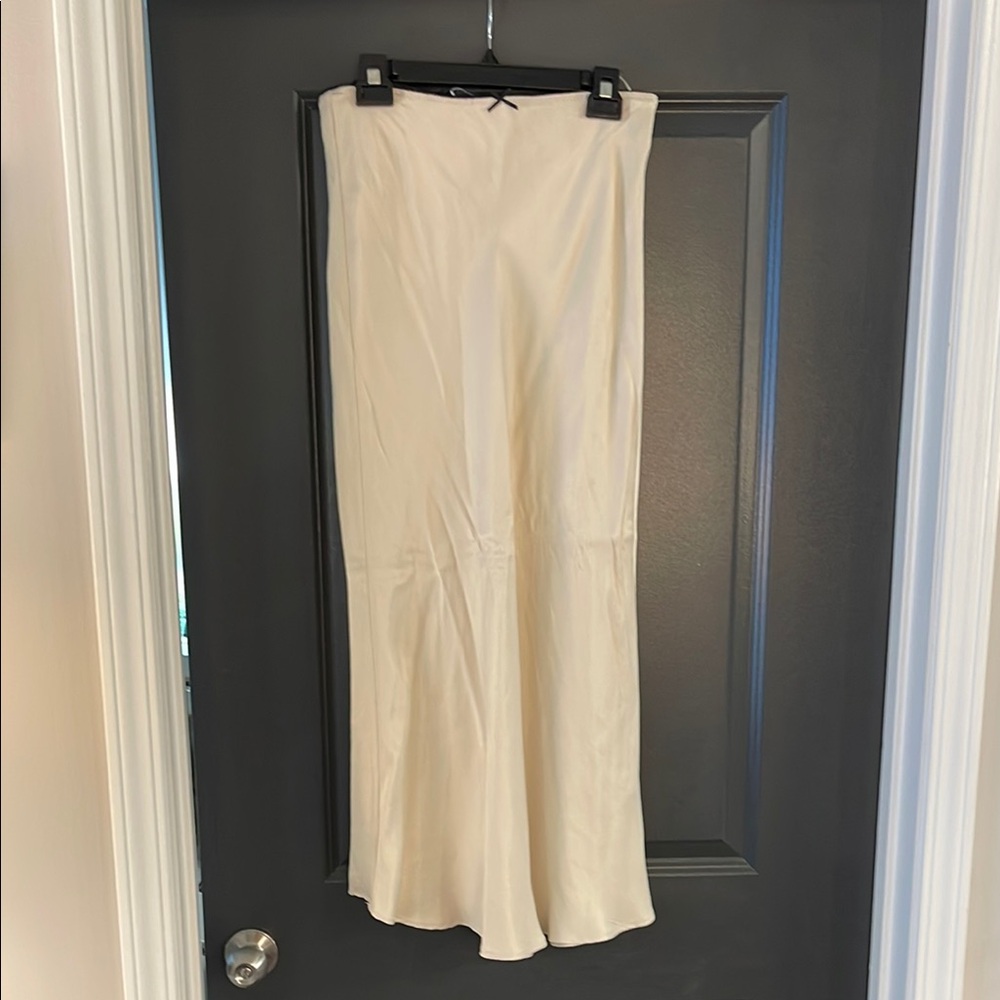 NWT Zara Cream Midi Slip Skirt